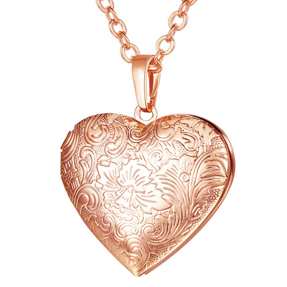 U7 Rose Gold Heart Pendant Locket Necklace for Women, Dainty Jewellery — image 1
