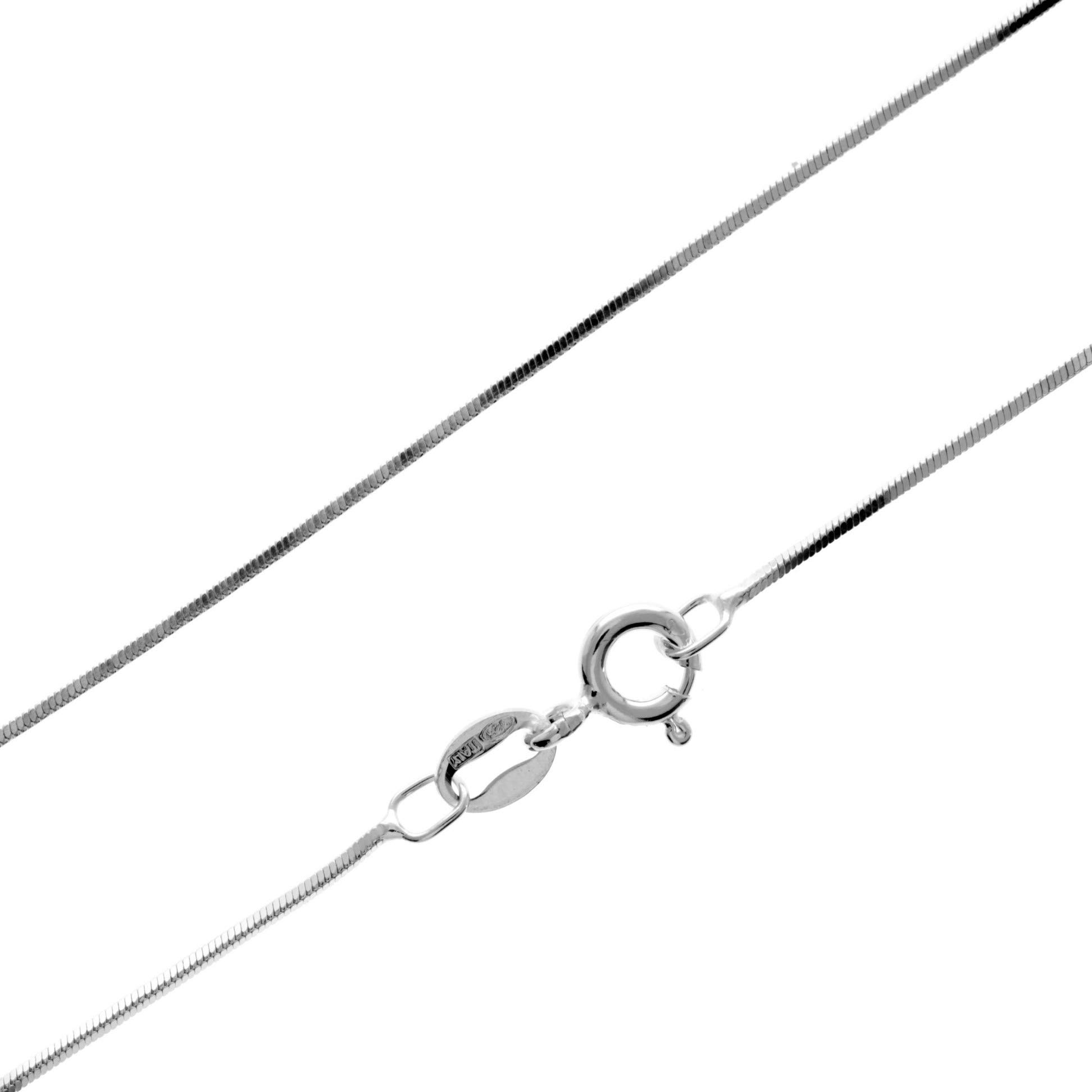 SilverAmber Jewellery UK - 925 Sterling Silver 14" Inch Delicate Italian Square Snake - 0.7 mm Chain Necklace - GCH00414