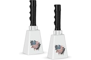 WIRMEVI Cow Bell, Cow Bells Noise Makers, Cow Bells for Sporting Events to Make Big Noise, Cowbell with Handle for Football Games, Graduation, Party, school, Farm, Percussion Music(Flag,2 Pcs)