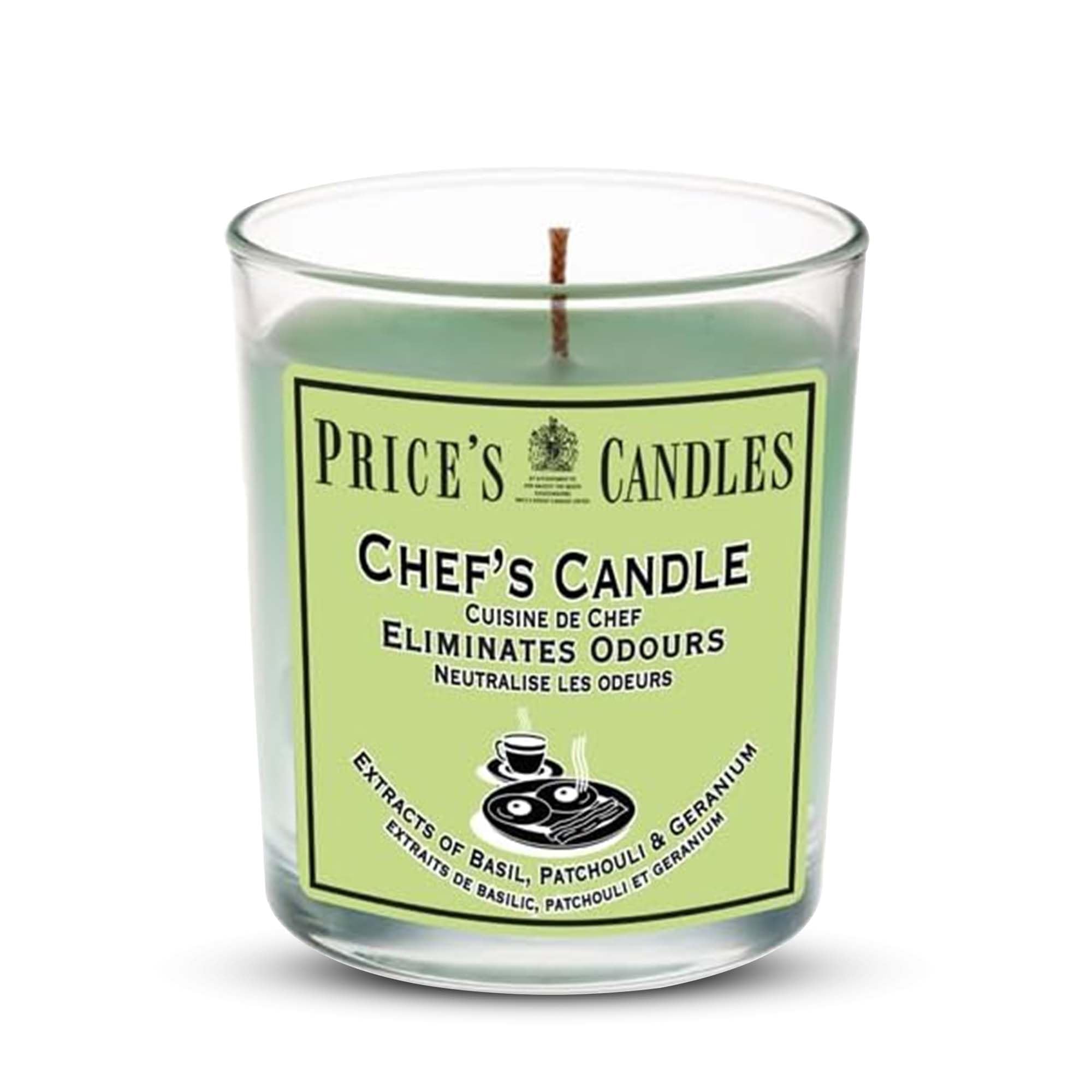 Photo 1 of Price's - Chef's Jar Candle - Odour Eliminating Candle - Made with Basil, Patchouli & Geranium Extracts - Clean, Fresh, Quality Fragrance - Long Lasting Scent