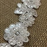 Bridal Lace Trim Alencon Embroidered Corded Sequined Organza Beautiful Floral, 2