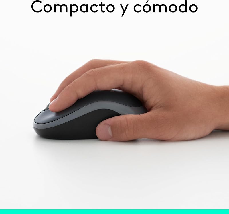 Mouse sem fio logitech m185, 2,4 ghz com receptor mini usb, bateria de 12 meses, rastreamento óptico com resolução de 1000 dpi, ambidestro, compatível com pc, mac, laptop - cinza