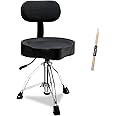 Pinikuyiro Drum Stool Throne with Backrest Hydraulic Adjustable Guitar Chair Saddle Seat Drum Stool for Adult Drummers for Piano Guitar, Black
