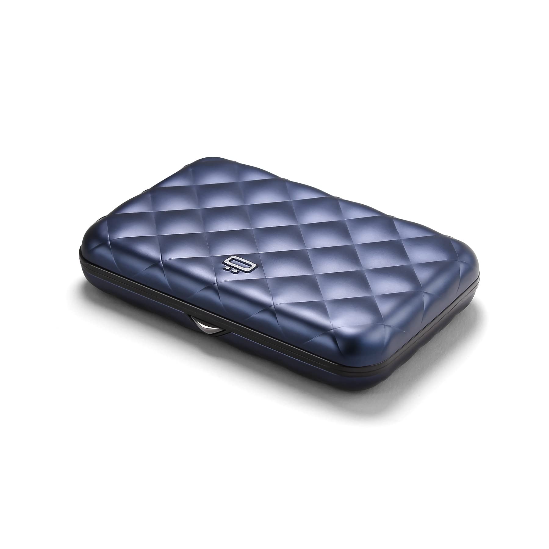 ÖGON -DESIGNS- Card Holder for Women, Rigid Aluminium with Quilted Effect, RFID Protection Against Fraud and demagnetization, Compact Wallet, Lady Case Helsinki Model (Navy Blue)