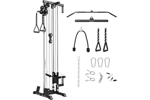Mikolo Wall Mount Cable Station, Cable Crossover Machine with Dual Pulley System and 18 Adjustable Positions for Home Gym Fitness Equipment