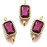 KitBeads 10pcs Real Gold Plated Connector Charms Ruby Red Double Loop Cubic Zirconia Links Charm for Jewelry Making Craft Bracelets Necklace