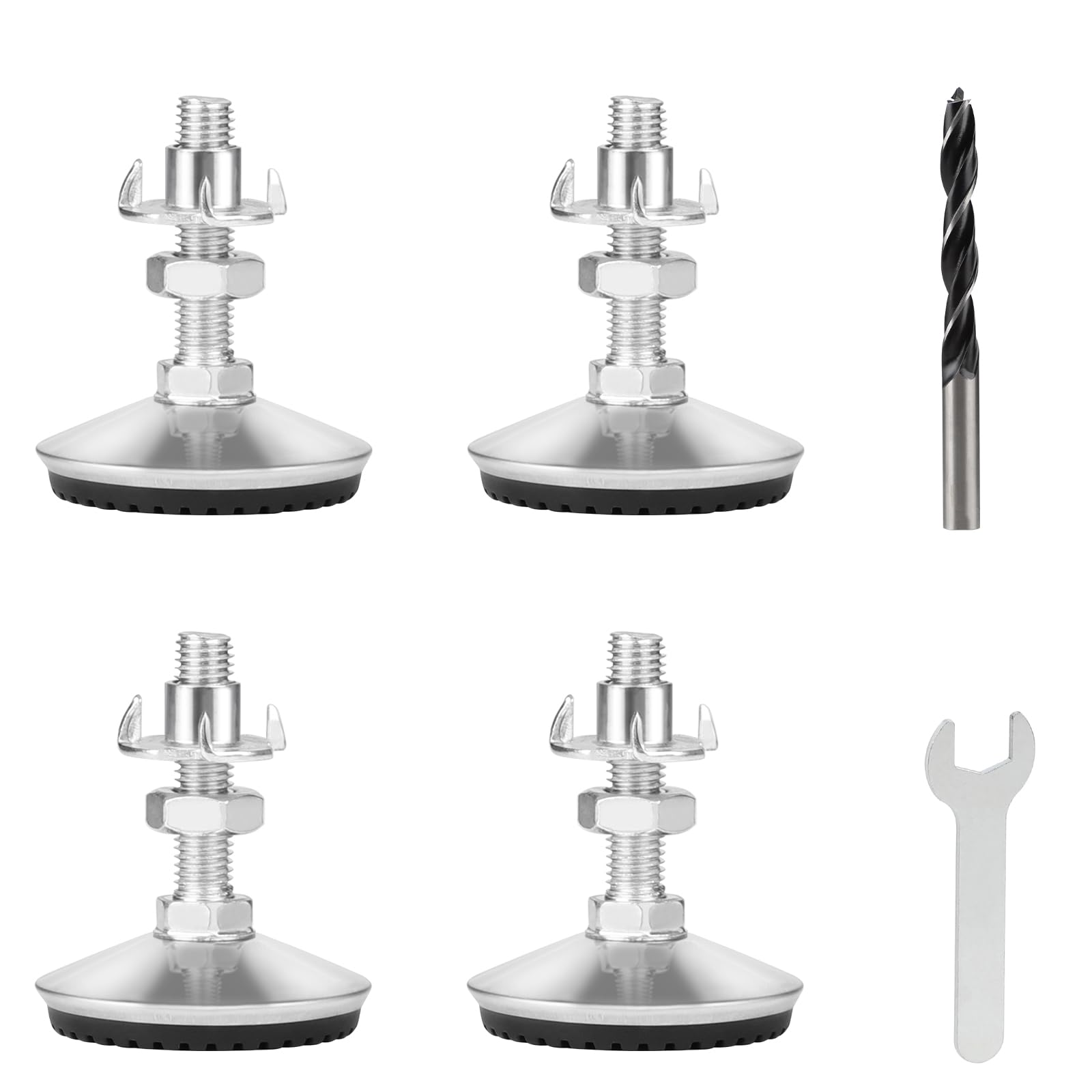 lalago Set of 4 Furniture Feet, Table Feet, Adjustable, M10 x 50 mm, Metal Table Legs, Adjustable Feet, Height Adjustable, Table Feet Legs with Adjusting Screw for Furniture Legs