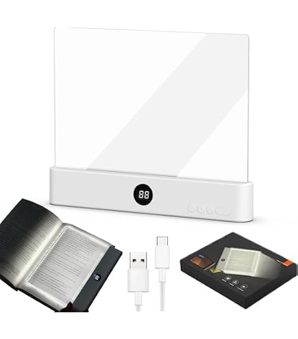 Lampe De Lecture LED Rechargeable Pleine Page - 3 Couleurs, Minuterie, Intensité Variable, Pour Lit, Bureau, Cadeau