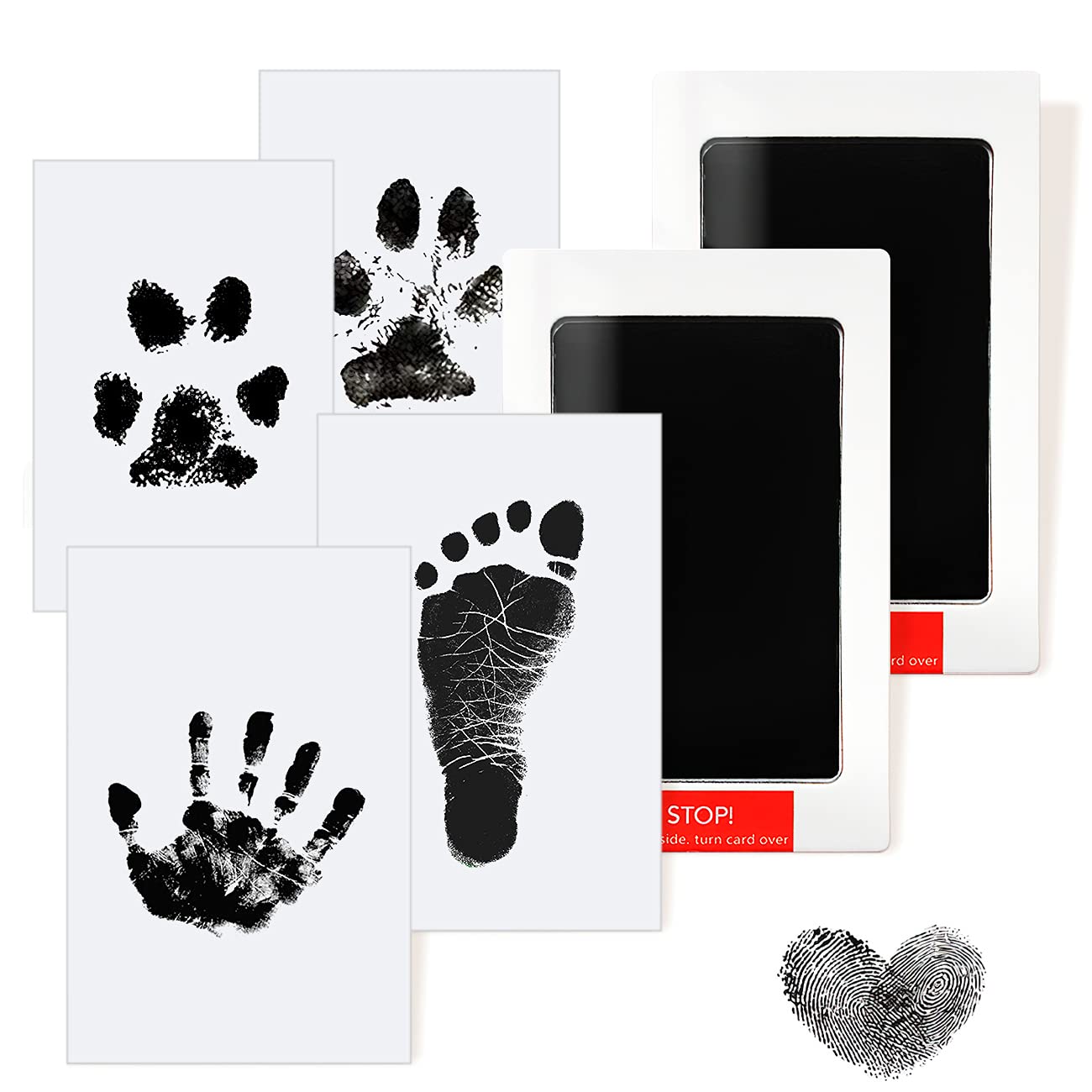 AOBETAK Baby Handprint and Footprint Kit Inkless, 2 Pcs Clean Touch Inkpad Baby Imprint Kits, Safe Baby Footprint Kit Pet Paw Print Kit for 0-6 Months Babies,Newborn Pets, Family Keepsake Black
