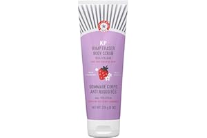 First Aid Beauty - KP Bump Eraser Body Scrub with 10% AHA, Keratosis Pilaris Exfoliator with Glycolic and Lactic acids, Helps Reduce Chicken Skin Bumps, Safe for Sensitive Skin, Strawberry Scent, 8 oz