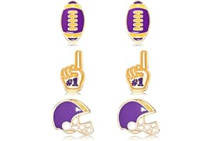 FAERLIIRY 3 Pairs Football Earrings for Women Game Day Earrings Alloy Football Helmet Stud Earrings Fun Team Color Statement Earrings Game Day Team Supports Fan Jewelry Gift