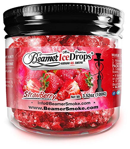 StrawBerry 100G Ultra Premium Beamer Ice Drops Hookah Shisha Smoking Gel. Each bowl lasts 2-4 Hours! USA Made, Huge Clouds, Amazing Taste! Better Taste & Clouds than Tobacco!