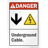SmartSign "Danger -Underground Cable" Sign with Down Arrow | 7" x 10" Plastic