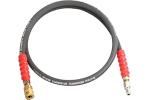 Heliwoo Pressure Washer Whip Hose 5FT, 3/8'' Reel Connector for Power Washer, 248°F Hot Water Jumper with 3/8'' Quick Connect Adapter Set, Steel-Braided-4800 PSI