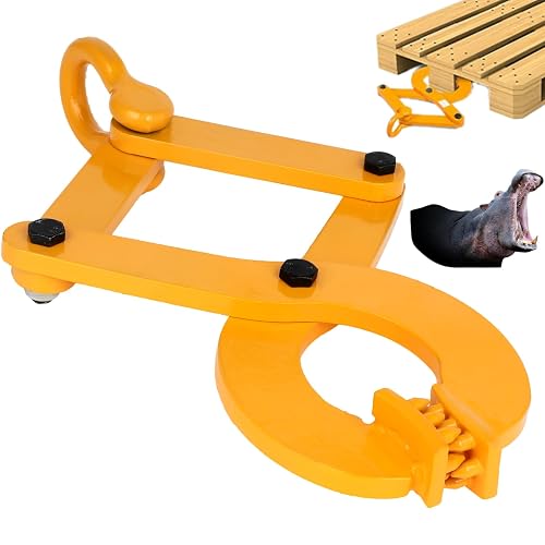 Pallet Puller Clamp – 1 Ton Capacity, 5.5 Inch Jaw, Yellow Steel Scissor Tool For Moving Wood Pallets