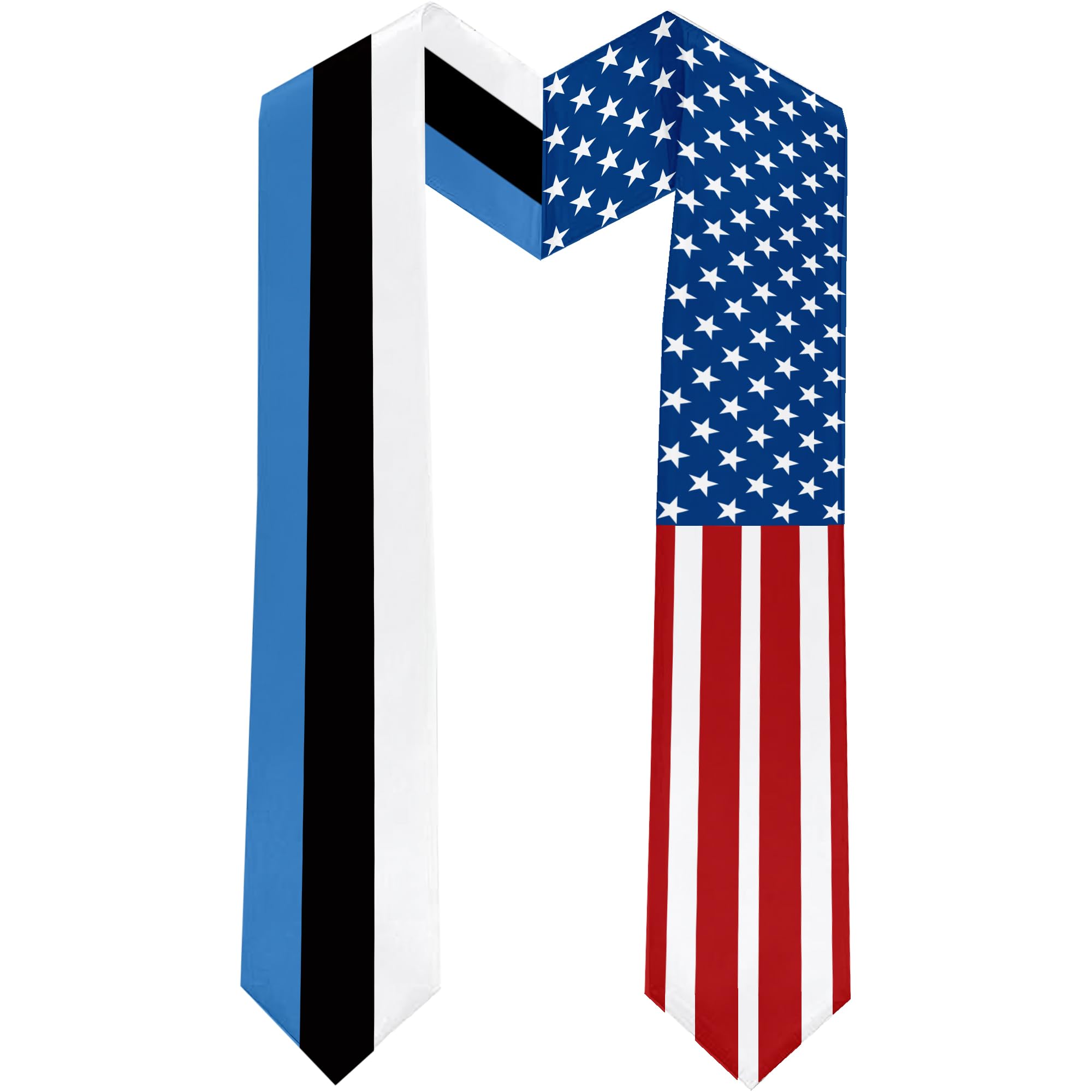 Photo 1 of 2025 Estonia Flag and USA Flag Graduation Stole Graduation Sash Class of 2025 Graduation Scarf for International Student (Baccalaureate Gown and Hat Not Included)