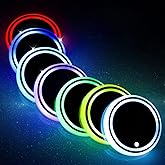 2pcs LED Car Cup Holder Lights, 7 Colors Changing USB Charging Mat Waterproof Cup Pad, LED Interior Atmosphere Lamp Decoration Light Car Accessories for Car Truck SUV Vehicle Decor