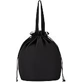 DAROSS Reusable Lunch Bag,Canvas Drawstring Lunch Bag, Lunch Tote for Work, School, or Picnics, Lightweight &amp; Waterproof, Keeps Food Fresh All Day(BLACK)