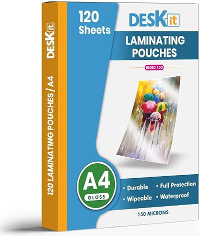 Deskit A4 Laminating Pouches 150 micron 120 Sheet Gloss Clear