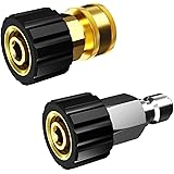 POHIR Pressure Washer Adapter Set Quick Connect Kit,M22 14mm X 3/8" Male Plug Female Socket, Brass Pressure Washer Quick Conn