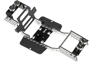 RampCrab Carbon Fiber Chassis Kit for SCX24, 7° Angled Skid, LCG Chassis Kit for Axial SCX24 C10 Upgrade Parts, JLU, Bronco, Deadbolt, Silvery