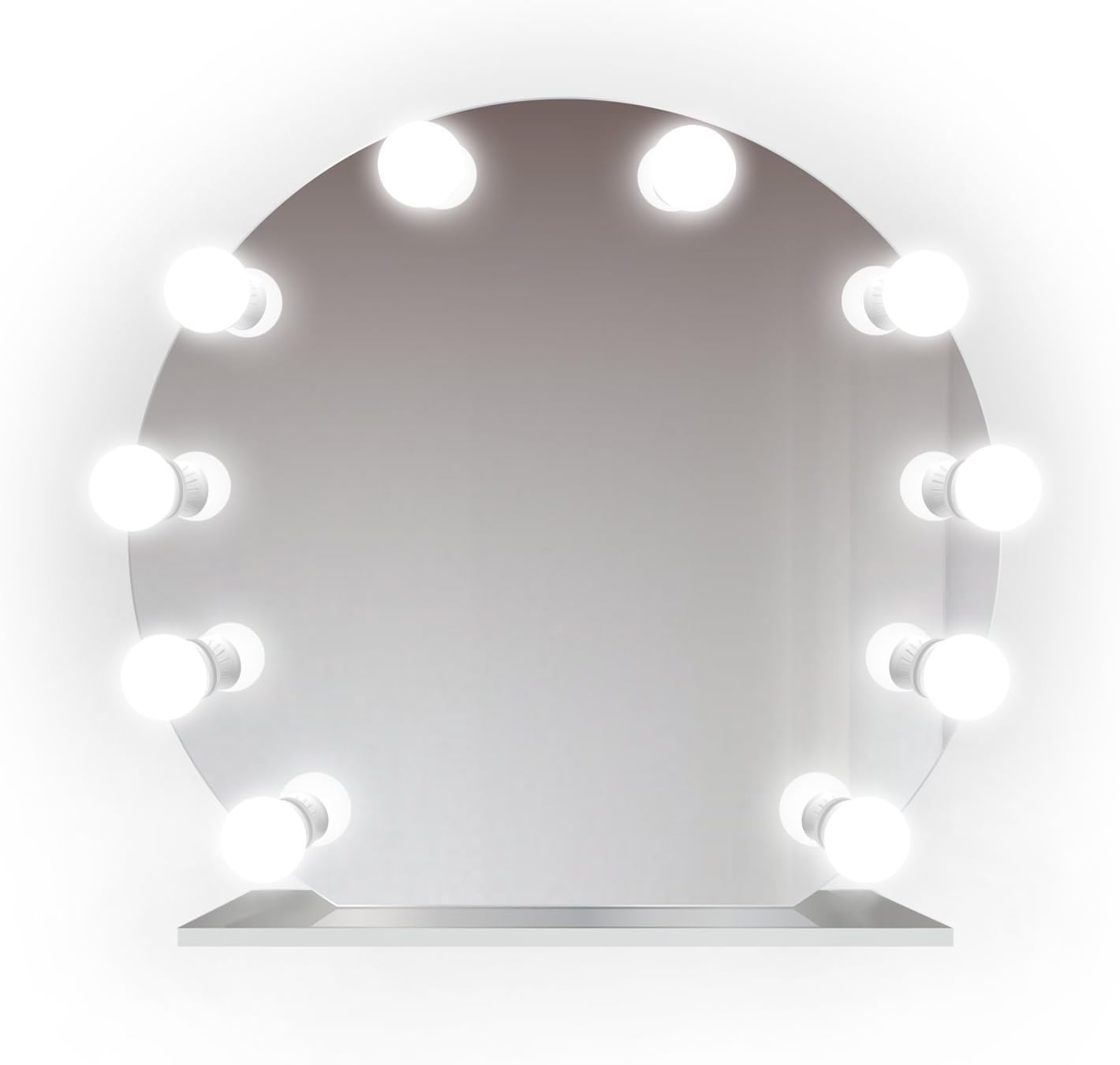 Krugg 27 Inch Rounded Lighted Hollywood Vanity Mirror | LED All Mirror - Makeup Mirror | Table Top Or Wall Mount | Plug-in