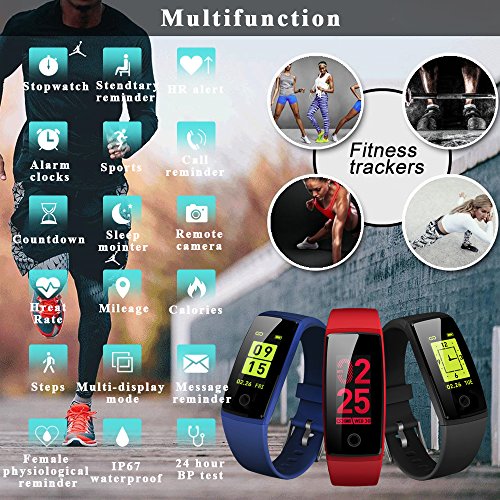 [- Fitness Trackers (2018 New Design) Smart Bracelet, 0.96inch OLED Colorful Display Activity Track