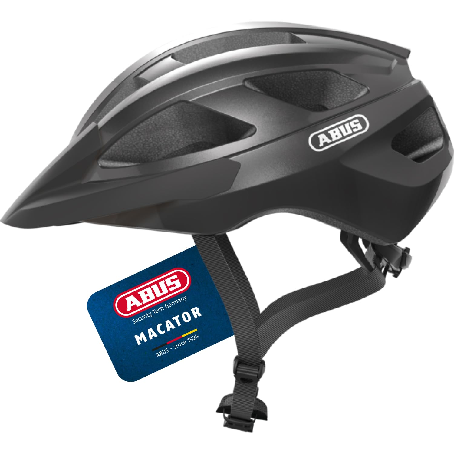 ABUS Rennradhelm Macator - sportiver Fahrradhelm für Einsteiger - auch für Zopfträger/-innen - für Damen und Herren - Titan (Grau Glänzend), Größe M