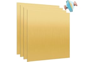 VERDANZIA 4 Pcs Brass Sheet 4 X 4 Inches, 24 Gauge (0.5mm) Thickness Brass Sheet Metal, No Scratches, Double-Sided Film Brass Plates for DIY Crafts, Jewelry Making and Electrical Repairs (4)