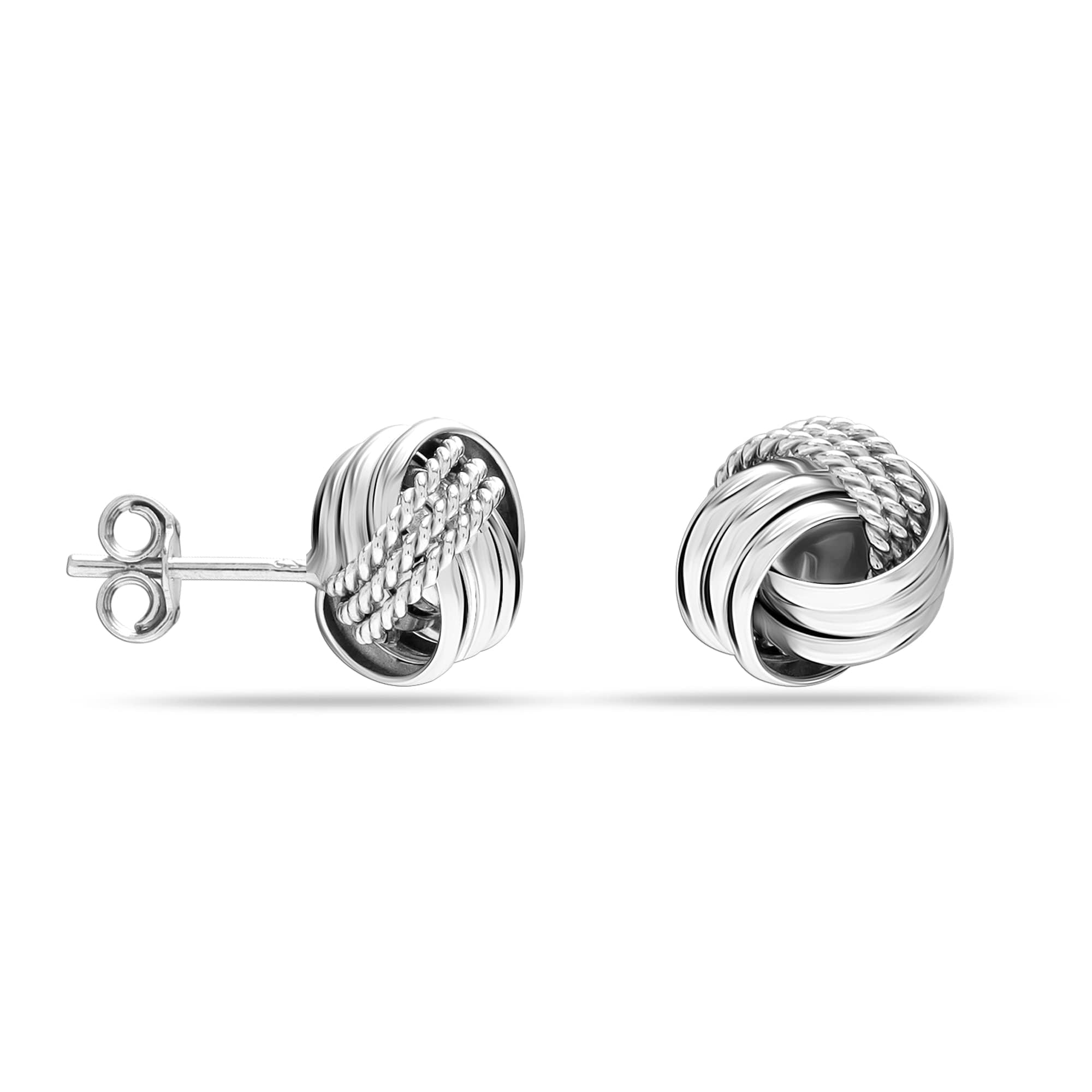 LeCalla 925 Sterling Silver Love Knot Earrings Jewelry Lightweight Italian Love-Knot Stud Earrings for Women Teen - 10mm
