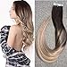 Full Shine 18 inch Human Hair Extensions of Glue in Hair Extensions Real Hair Ombre Balayage Hair Color 4 Fading to 18 50g 20Pcs Per Package