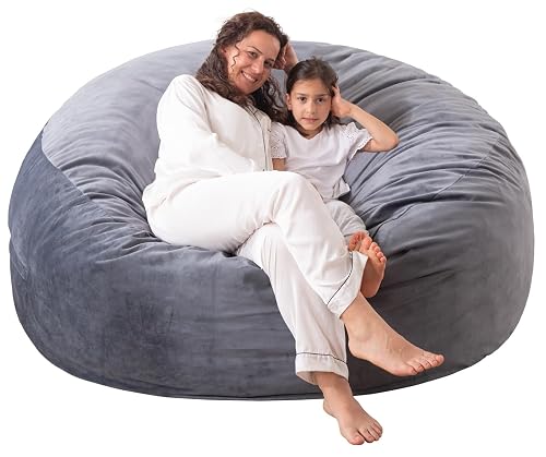 thumbnail image 2 of 3ft Memory Foam Bean Bag Chair With Removable Velvet Cover - Giant Bean Bag Sofa For Adults, Black 2 of 11