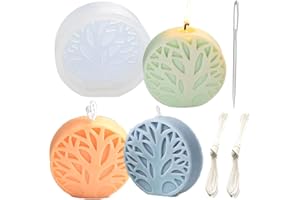 Nimozekd 3D Tree of Life Candle Silicone Mold with Large-Eye Wicking Needle,Candlewick for Scented Candle DIY Clay Craft Pillar Aromatherapy Gypsum Candles Wax Soap Flower Specimen