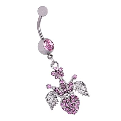 Blue Banana Body Piercing Barra Ombligo de Joya Rosa Corazón ...