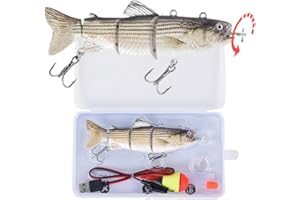 WATALURE Robotic Swimming Fishing Electric Lures 5.12" USB Rechargeable LED Light Wobbler Multi Jointed Swimbaits Hard Lures Fishing Tackle