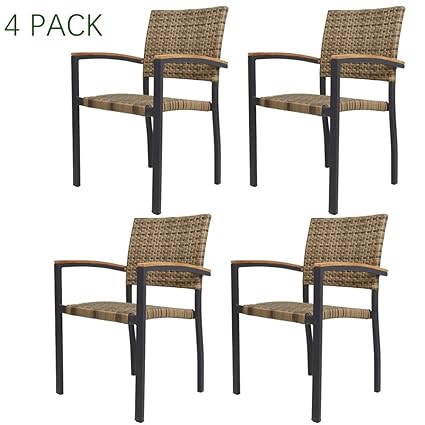 Amazon Com Livebest Patio Dining Chairs With Armrest Stackable