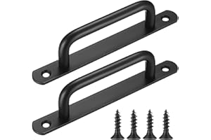 FULUSHOUXI 2 Pcs Barn Door Handles, Sliding Door Pull Handles, Stainless Steel Closet Cabinet Door Handles Pulls with Plates for Cupboard Cabinet Wardrobe Drawer Shed Pull Handles, 160mm/6.3 inch - Silver