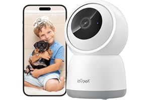 ieGeek 2K Indoor Home Security Cameras，360° Pet Camera with Auto Tracking, Motion & Sound Detection，3MP Night Vision, 2.4G/5G WiFi Dog Camera with Phone App, Cloud & Memory Storage, Works with Alexa