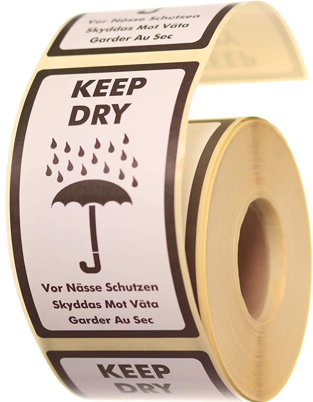 Label Planet® 500 “Keep Dry” Packaging Labels (1 Roll), Large Printed Stickers for Mailing Parcels. Multi Language 70 x 120 MM Sticky Easy Peel Parcel Postage Shipping Warning Labelling, UK PL04
