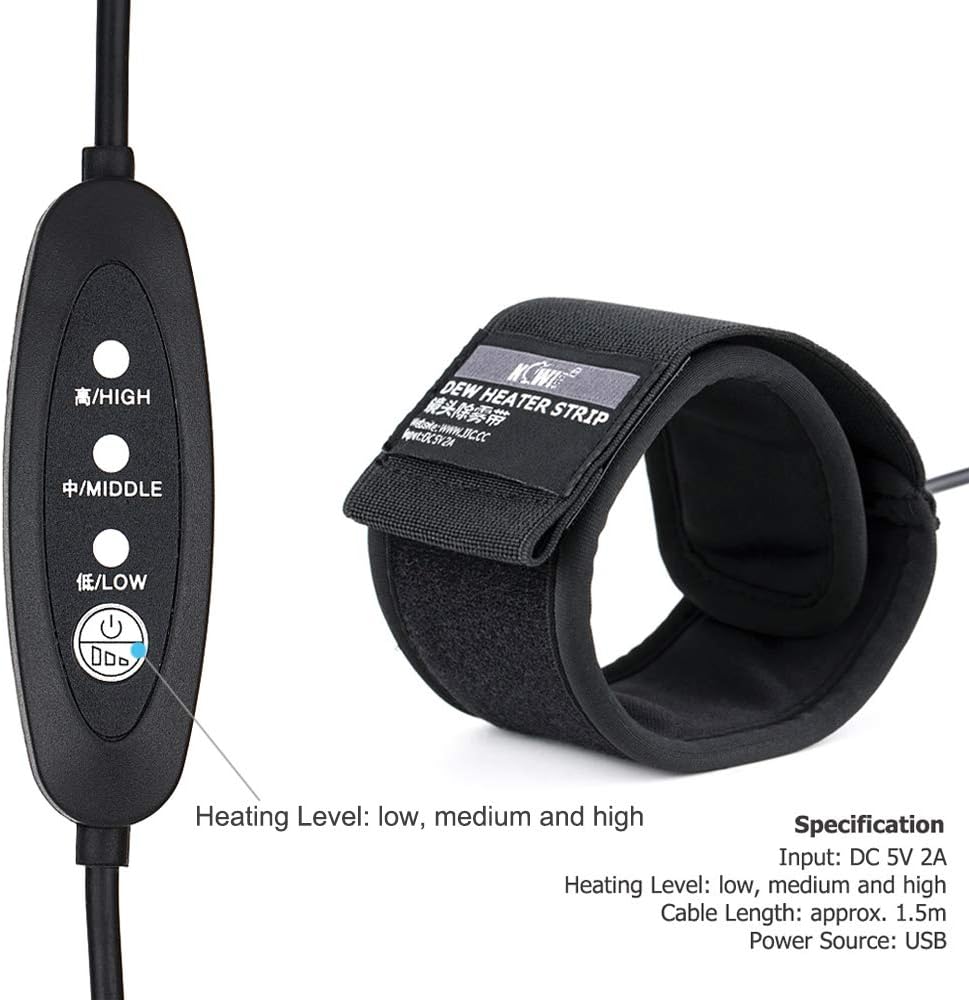 KIWIFOTOS USB Lens Dew Heater Warmer Strip with Temperature Regulator Condensation Prevention for Camera DSLR Lens Telescopes Eyepieces Heating - Image 5