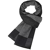 Prupoky Mens Cashmere Winter Scarf Soft Warm Wool Scarves Plaid Tassel Scarf for Men