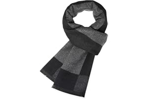 Prupoky Mens Cashmere Winter Scarf Soft Warm Wool Scarves Plaid Tassel Scarf for Men