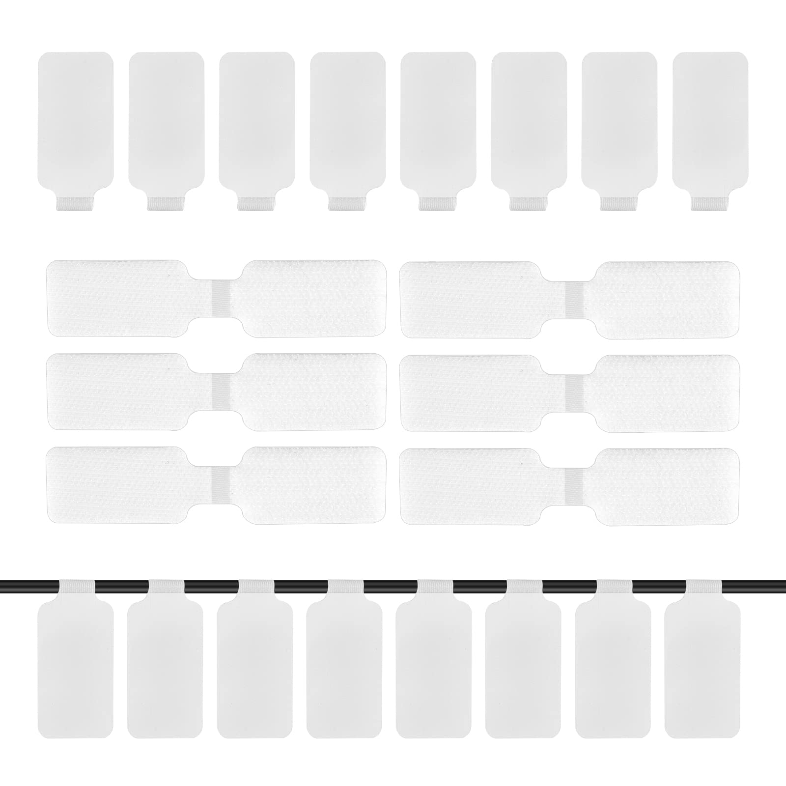 AIEX 60 x Reusable Writable Network Cable Labels, Replacement Electrical Cable Labels for Cable Management and Identification (White)