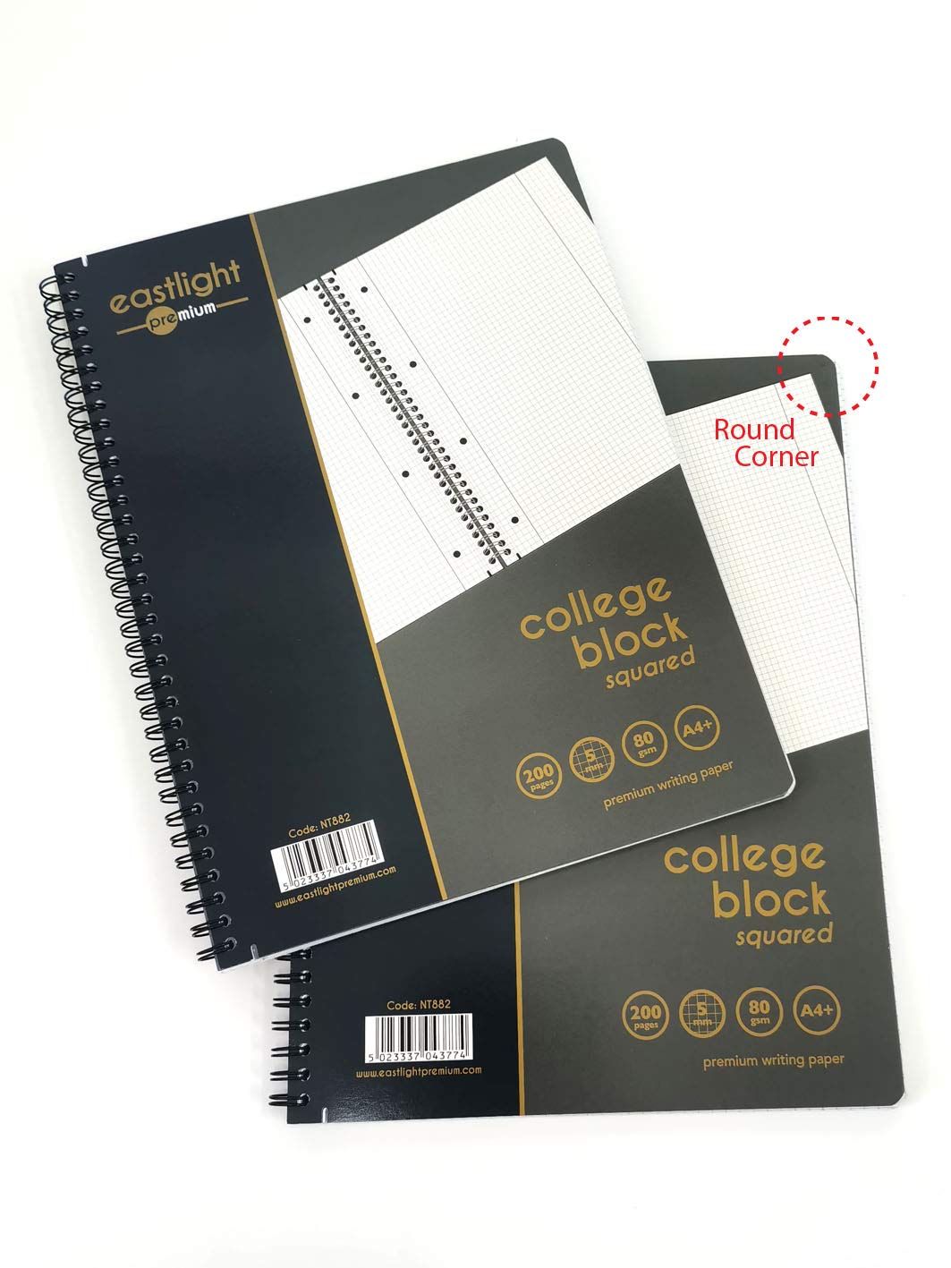 Eastlight College Block A4 Squared Notebook, 200 pages, Pack of 2