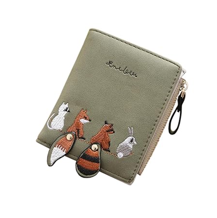 Diyafas Schöne Damen Portemonnaie PU Leder Kurz Reißverschluss Geldbörse Mädchen Kleine Kartenhalter Brieftasche Münze Tasche