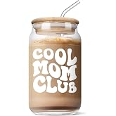 AGOT Mothers Day Gifts for Mom - Funny Mom Birthday Gifts from Daughter Son | Christmas Day Gifts for Mother in Law Step Bonus New Mom Gifts Ideas, Cool Mom Club 16 Oz Coffee Glass