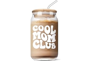 AGOT Mother’s Day Gifts for Mom - Funny Mom Gifts from Daughter or Son, Mom Birthday Gifts Ideas, Christmas Day Gifts for Mother in Law Step Bonus New Mom, Cool Mom Club 16 Oz Coffee Glass