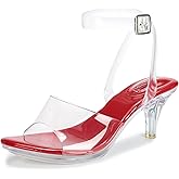 NBUUNBU Clear Strappy Heels For Women Transparent Ankle Strap Platform High Heeled Sandals Sexy Stiletto Comfortable Crystal Dress Shoes Adjustable Buckle Open Toe Pump Mules