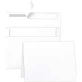 Guakicae 100 packs White Blank Cards and Envelopes 5 x 7 Heavyweight Folded Cardstock and Printable A7 Envelopes Self Seal for Wedding Invitations, Greeting Cards, Mailing, Party
