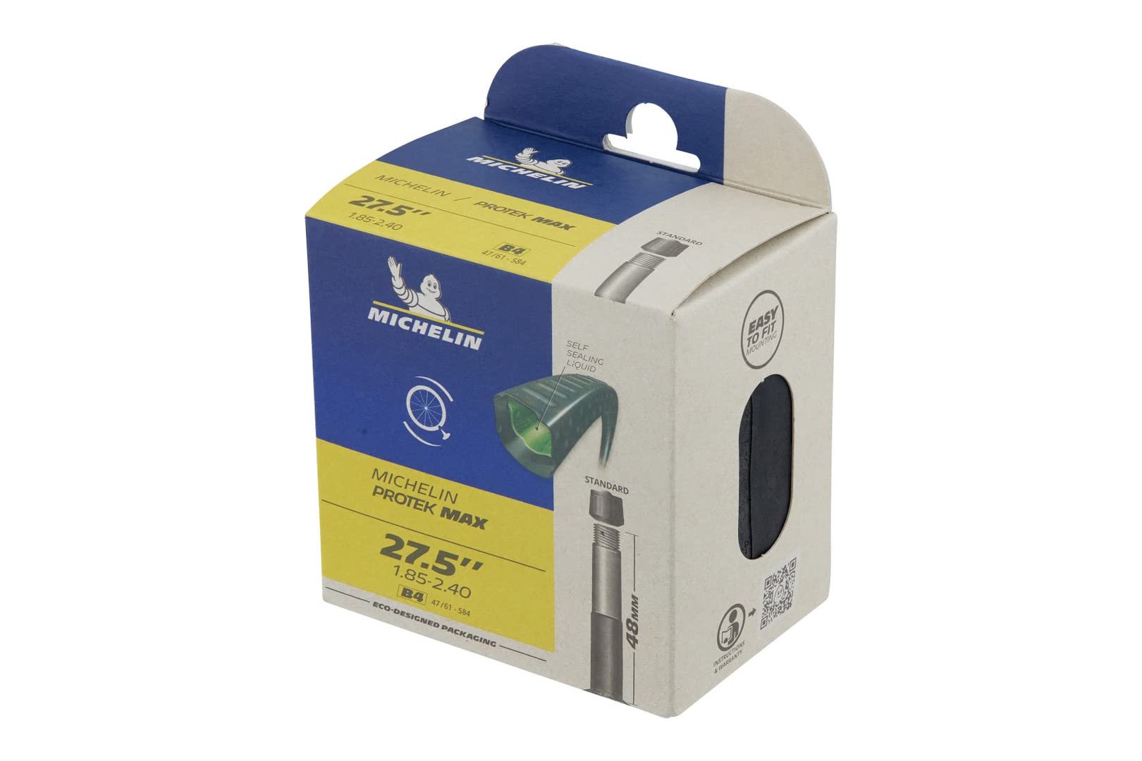 Michelin Camera B4 Protek MAX 27.5 x 1.85 – 2.40 ST Valves, Sport, Black (Black), 48